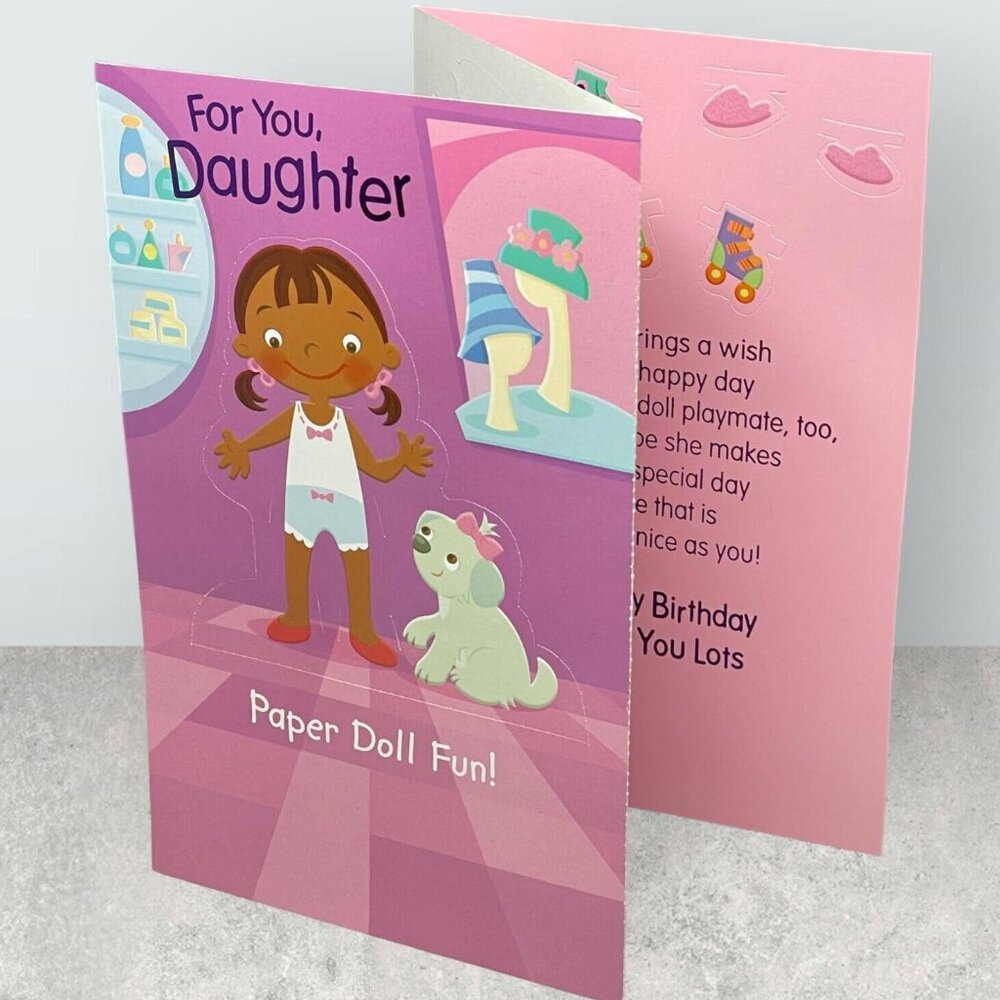 For You Daughter Paper Doll Fun Birthday Card Black Girl American Greetings USA
